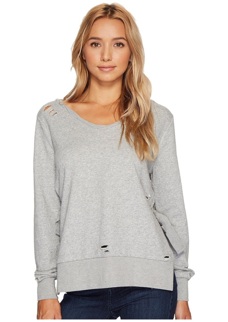 Romeo & Juliet Couture French Terry V-Neck Knit Sweatshirt