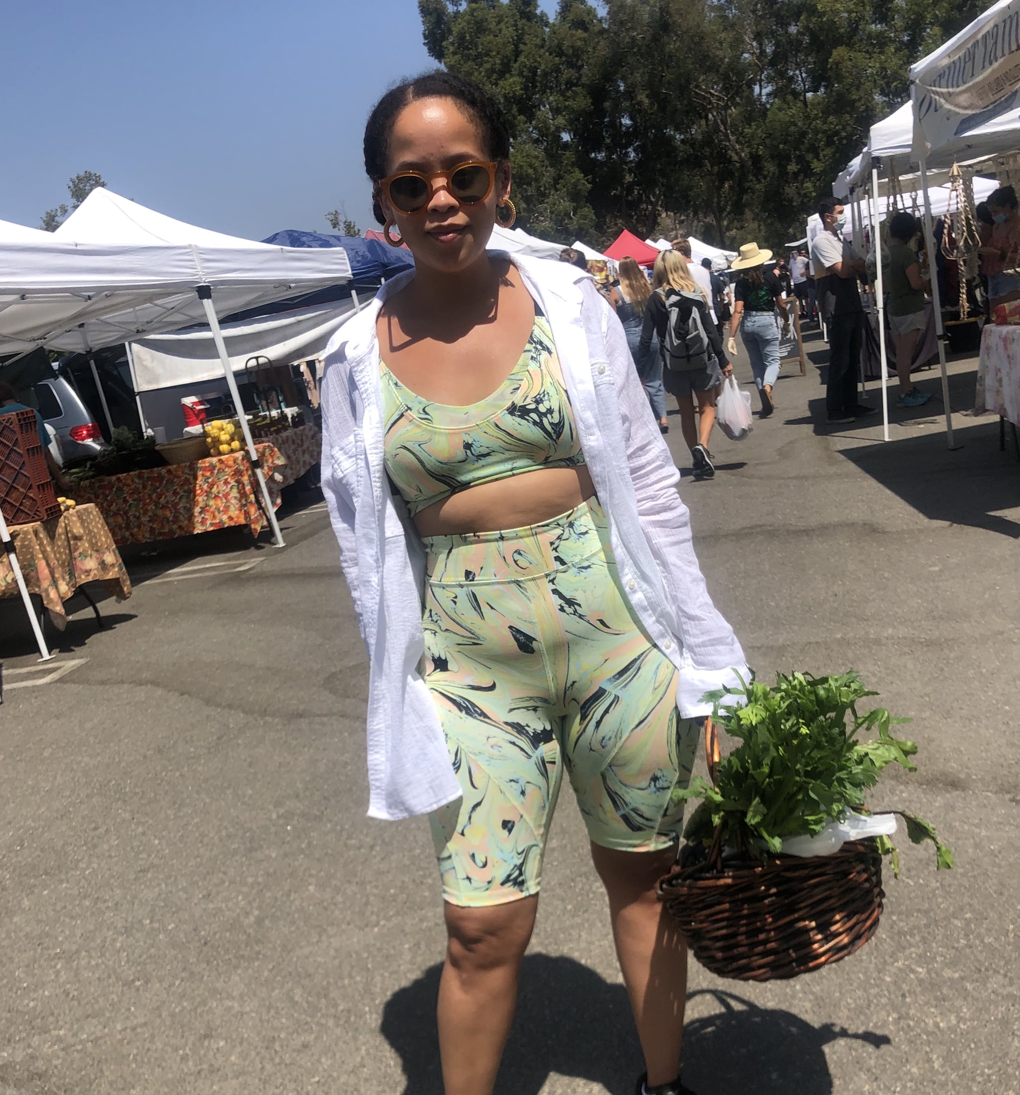 I picked up this set from Free People and I love it! The pattern is so summery and the fabric is stretchy enough to withstand the hardest of workouts or just a morning at the farmer's market.