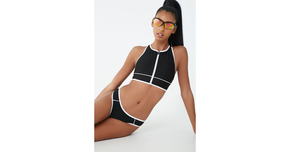 Active Swim Contrast Halter Top And Bottoms Cheap Forever 21 Swimsuits 2019 Popsugar Fashion 