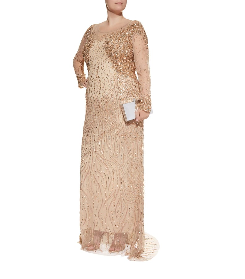 Marina Rinaldi Embellished Sheer Sleeve Gown