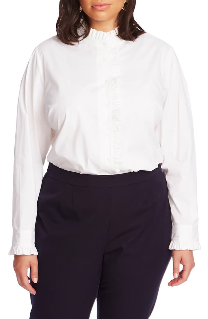 Court & Rowe Plus Size Ruffle Placket Poplin Shirt