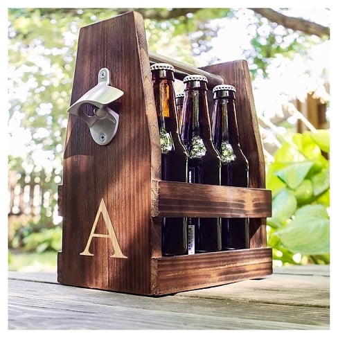 Cathy's Concepts Rustic Craft Beer Carrier with Bottle Opener