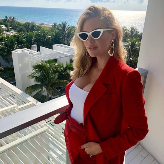 凯特·厄普顿2018年孕期红色套装