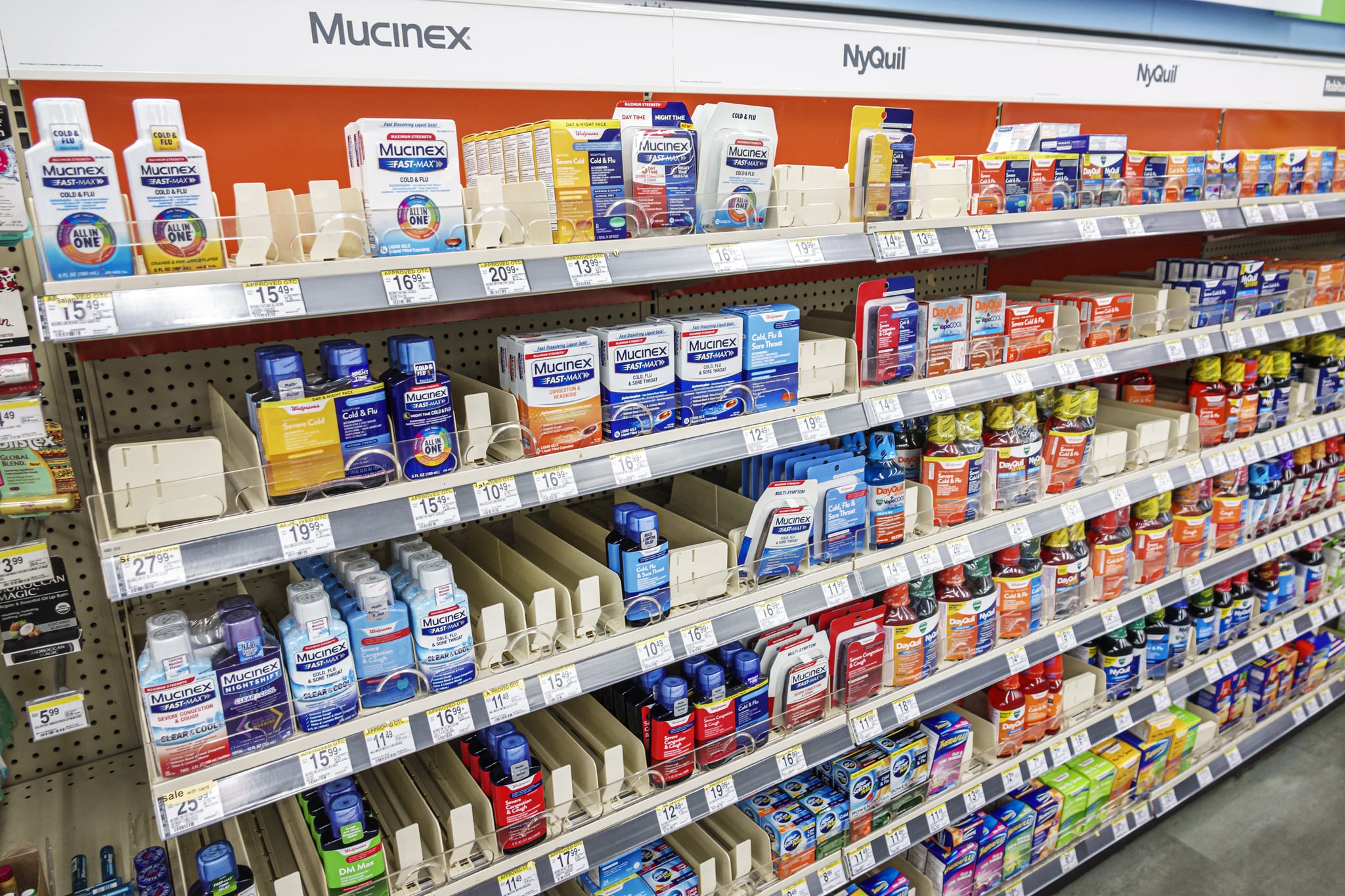 Walgreens pharmacy, Over the counter cough and flu medicine aisle. (Photo by: Jeffrey Greenberg/Education Images/Universal Images Group via Getty Images)