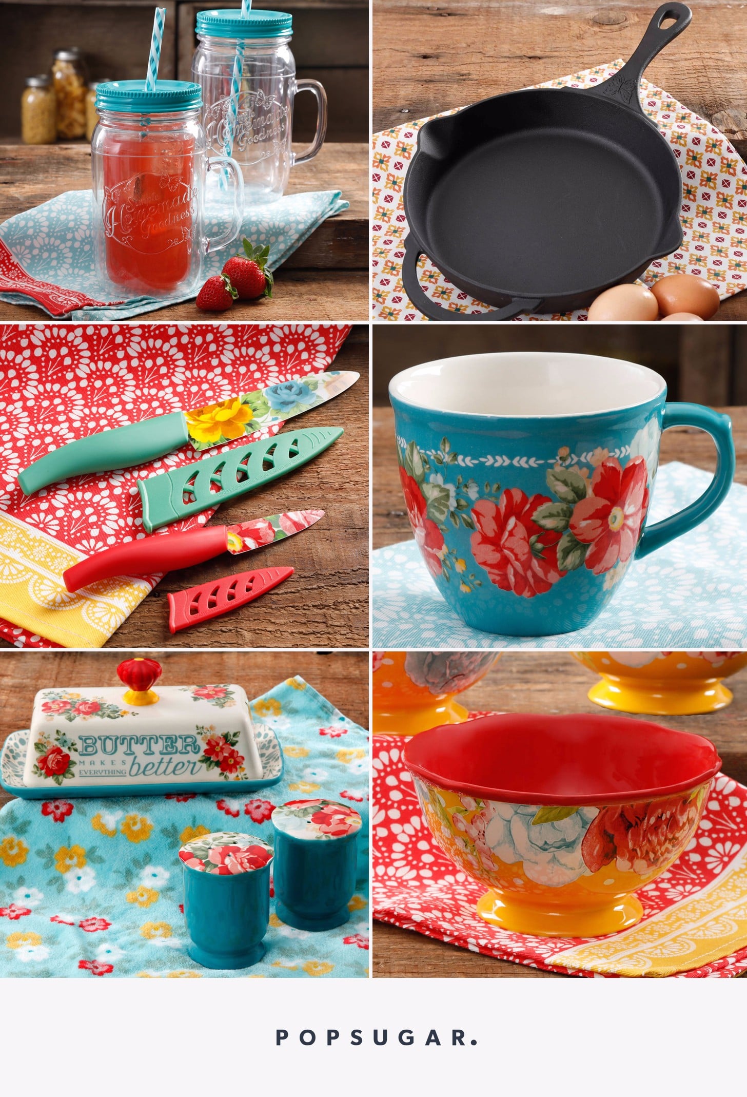 The Pioneer Woman Rustic Floral Silicone, 25-Piece Gadget Set, Red