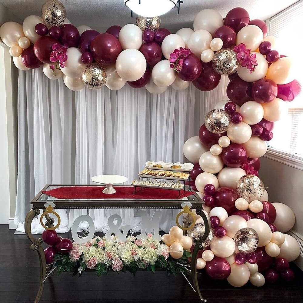 GIHOO 117-Piece Burgundy Balloon Garland Kit