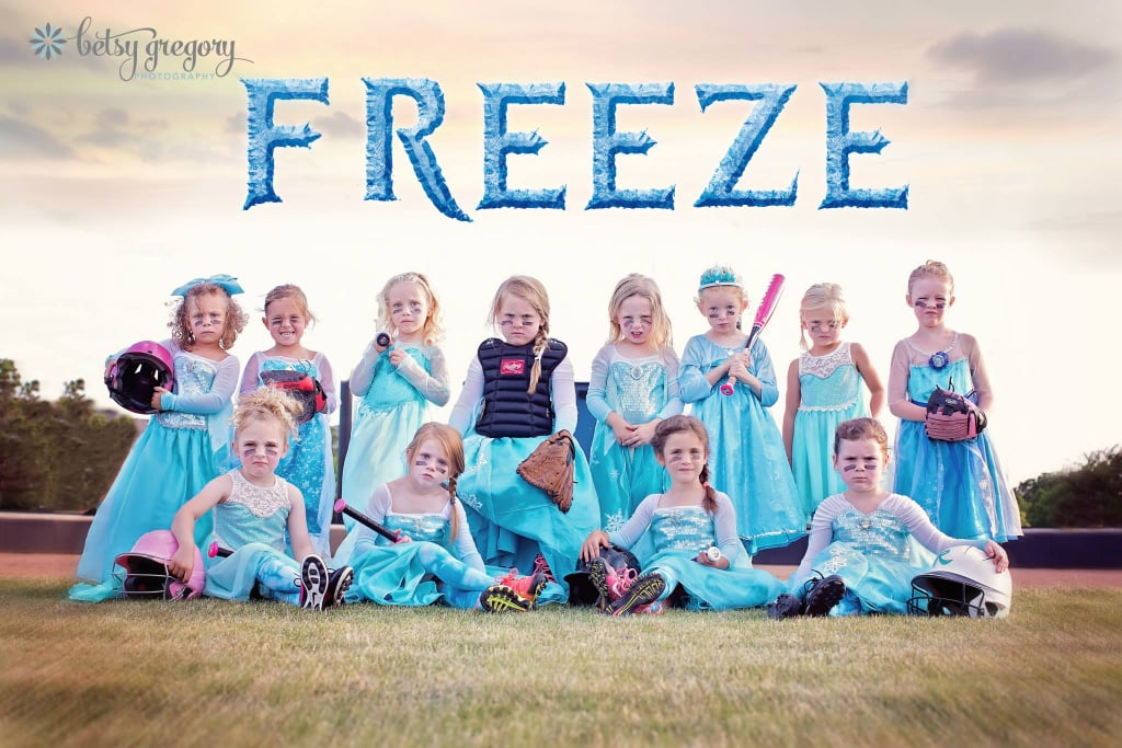 Girls' Frozen-Inspired Softball Team Photo