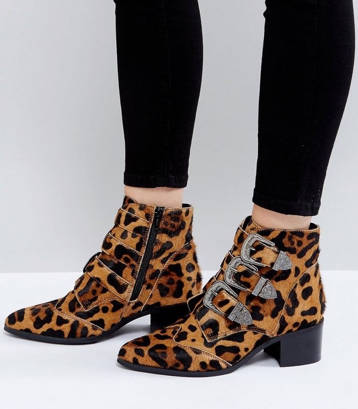 ASOS Relieve Wide Fit Leopard Ankle Boots