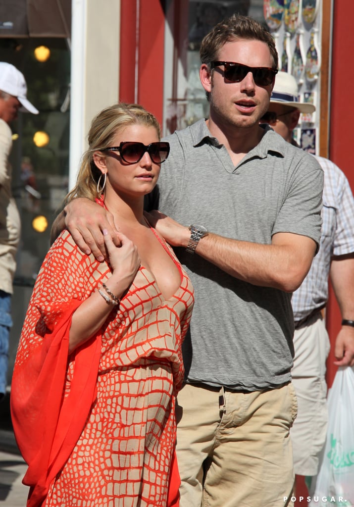 Jessica wore a bold printed maxi dress while she and Eric took a stroll in Capri in July 2010.