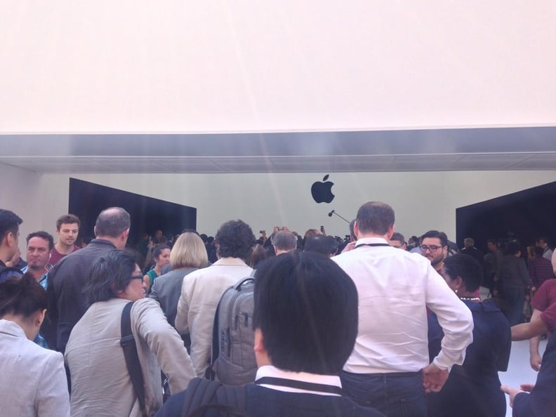 After the presentation, everyone rushes out to the white box.