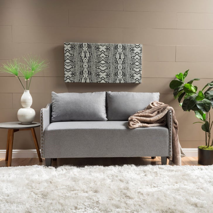 Aden Gray Loveseat With Nailhead Trim Best SmallSpace Furniture From