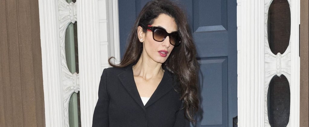 Amal Clooney Black Pantsuit in NYC