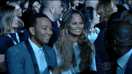 John Legend and Chrissy Teigen at the Grammys 2015