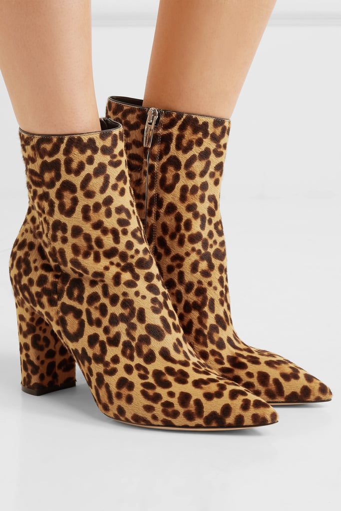 Gianvito Rossi Leopard-Print Calf Hair Ankle Boots