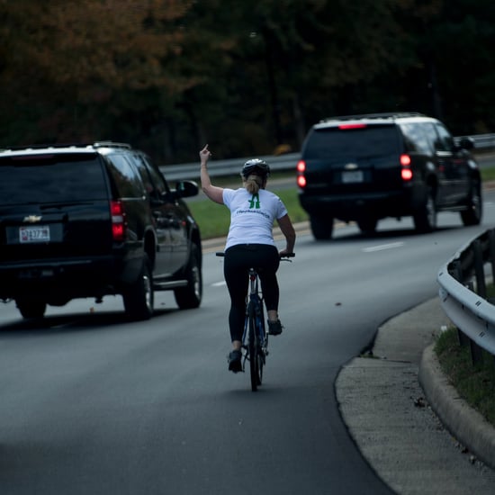 Cyclist Flips Off Trump Motorcade in Virginia October 2017
