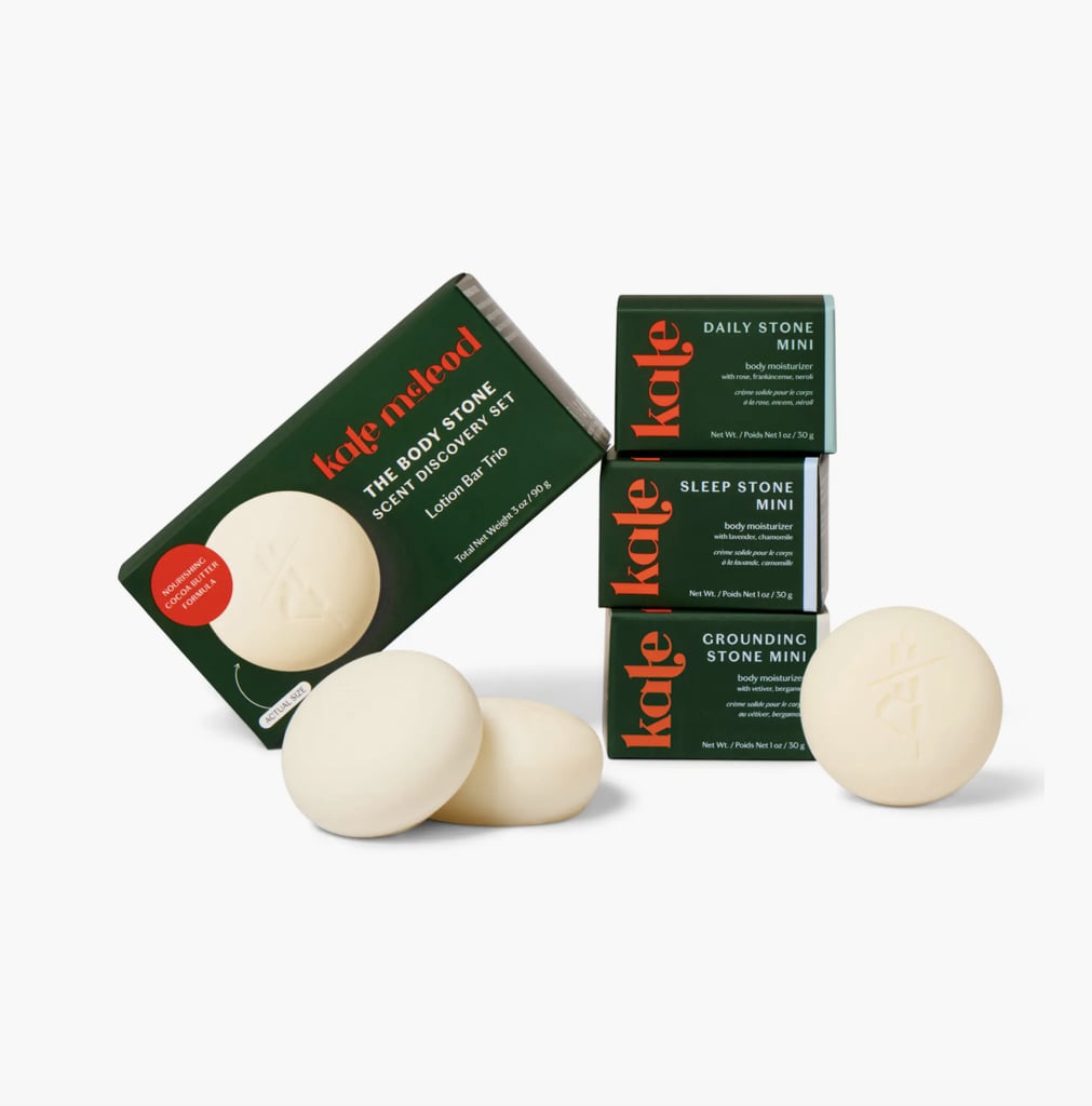 Kate McLeod The Body Stone Set of 3 Mini Sampler ($36)
For the person who loves self care but usually prioritizes plastic-free products, this mini discovery set, featuring three scented body stones, is a thoughtful treat. For these waterless, ultra-rich body butter bars, sustainability and luxury are not mutually exclusive.
