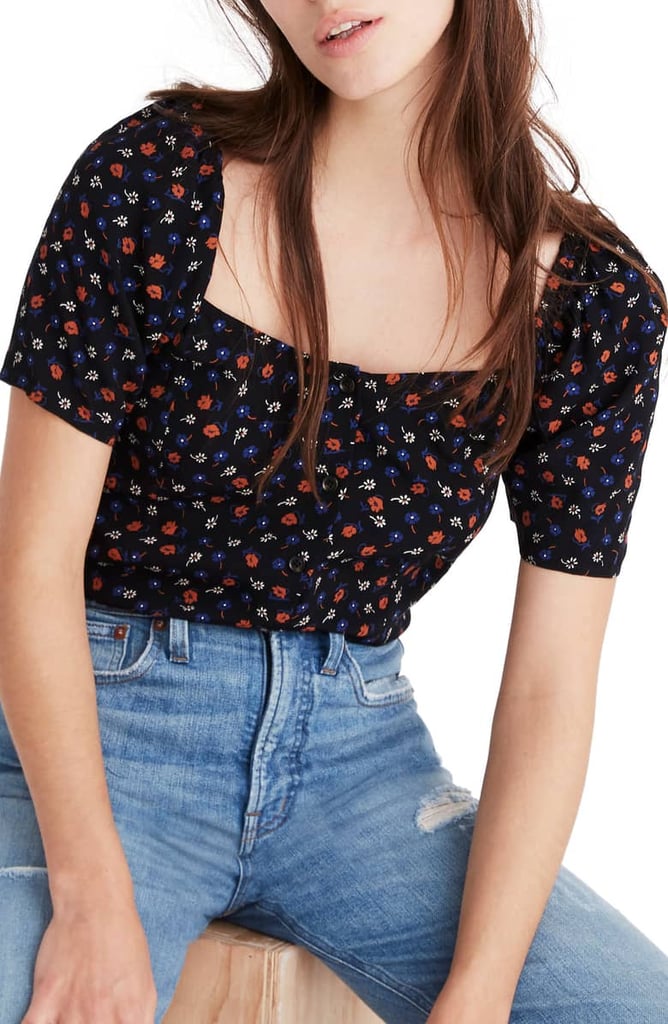 Madewell Prairie Posies Seamed Square Neck Top