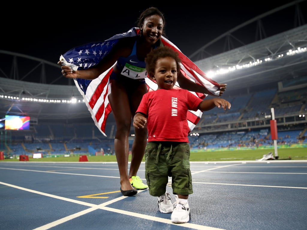 Nia Ali and Son Titus at the Summer Olympics 2016