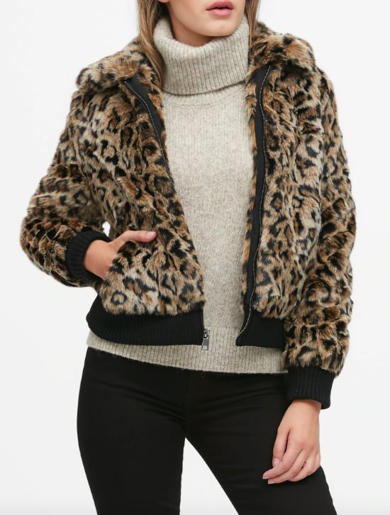 Petite Leopard Faux Fur Jacket