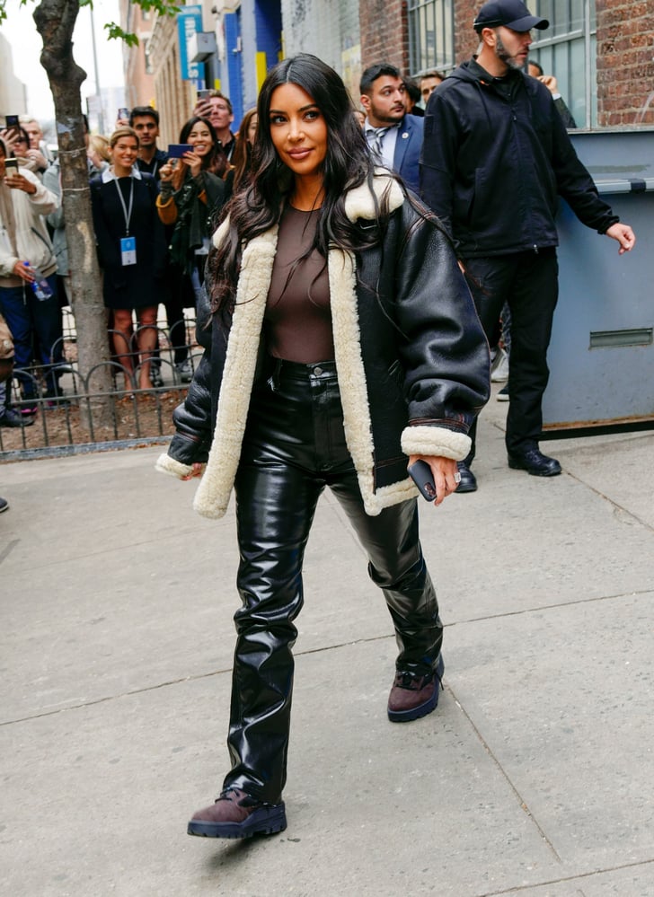 Kim Kardashian's Patent Leather Pants in NYC | Kim Kardashian's Leather ...