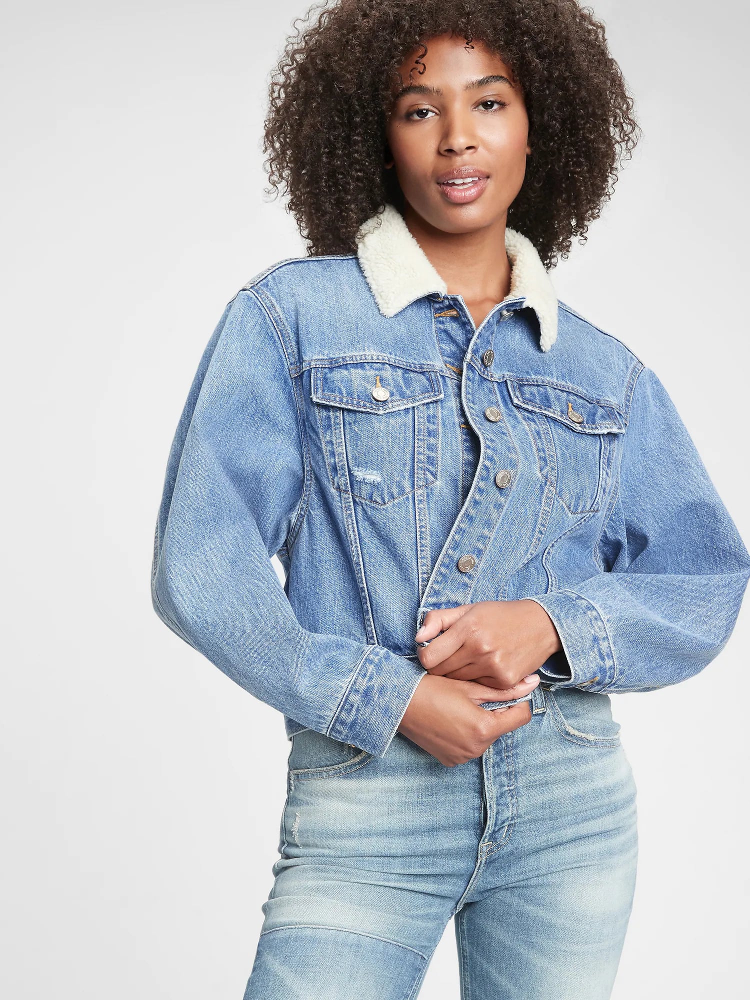 Gap jean online jacket sherpa