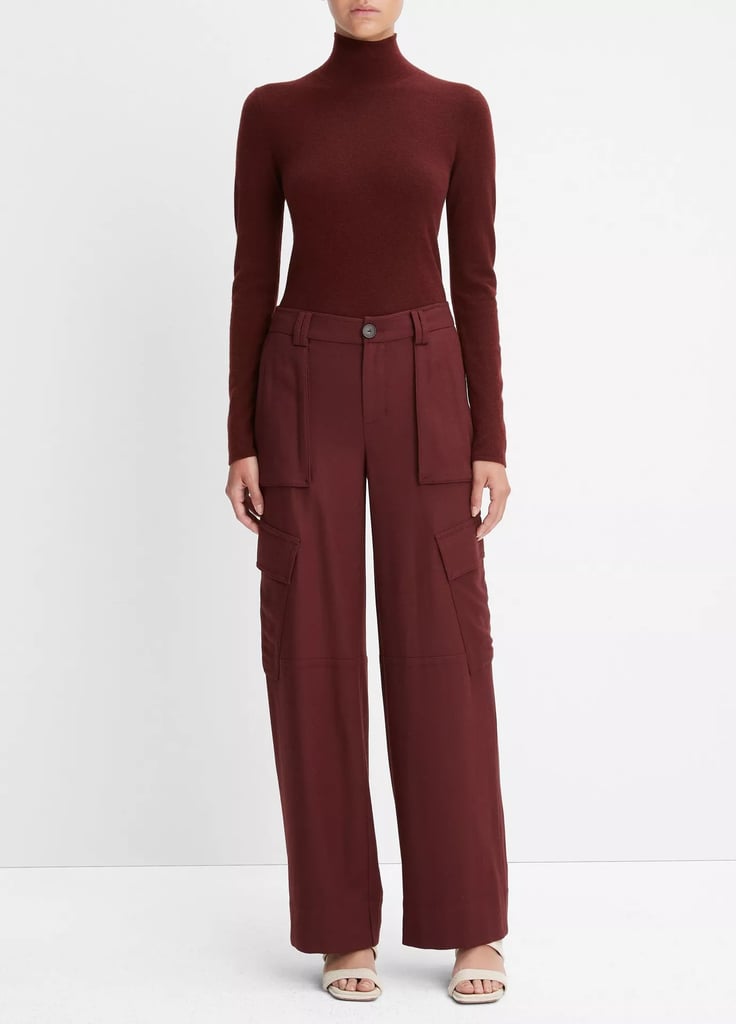 Vince Flannel Wide-Leg Cargo Pant