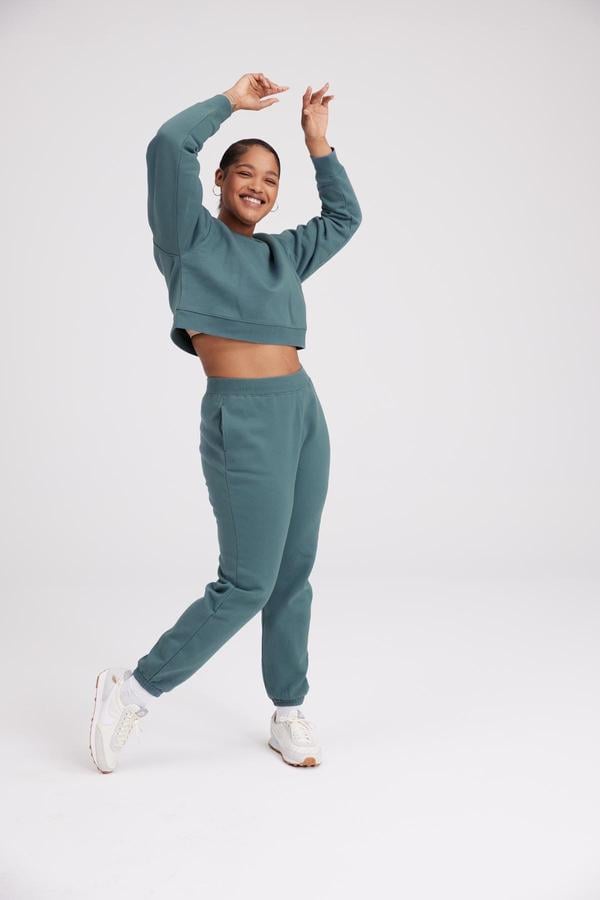 Girlfriend Collective Lagoon Cropped Sweatshirt and Classic Jogger