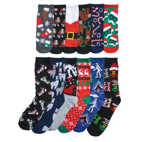 Men's Christmas Holiday 12 Days of Socks Gift Set