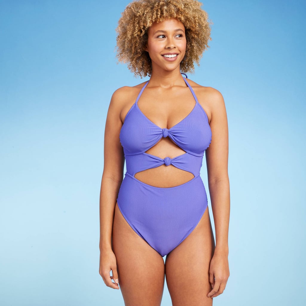 Shade & Shore Double Knot Cutout Ribbed One-Piece Swimsuit