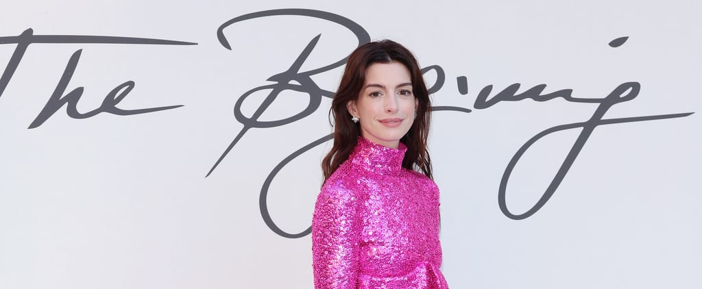 Anne Hathaway's Pink Valentino Sequin Minidress and Heels
