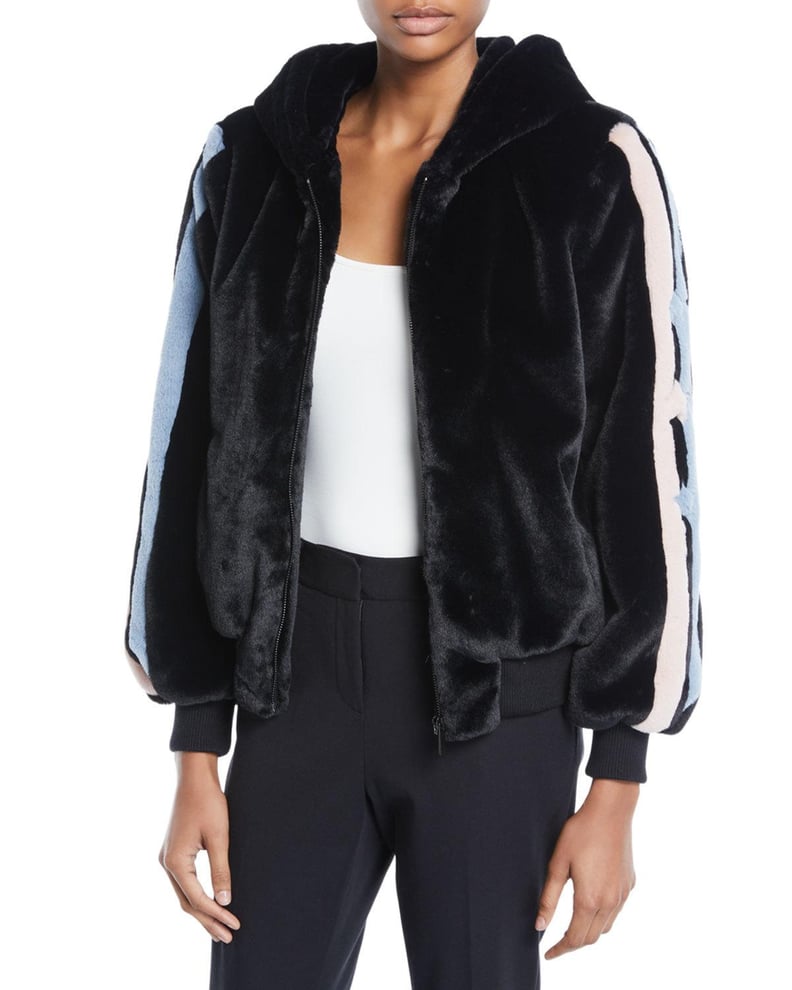 Amanda Baldan Christy Star-Intarsia Faux-Fur Bomber Jacket