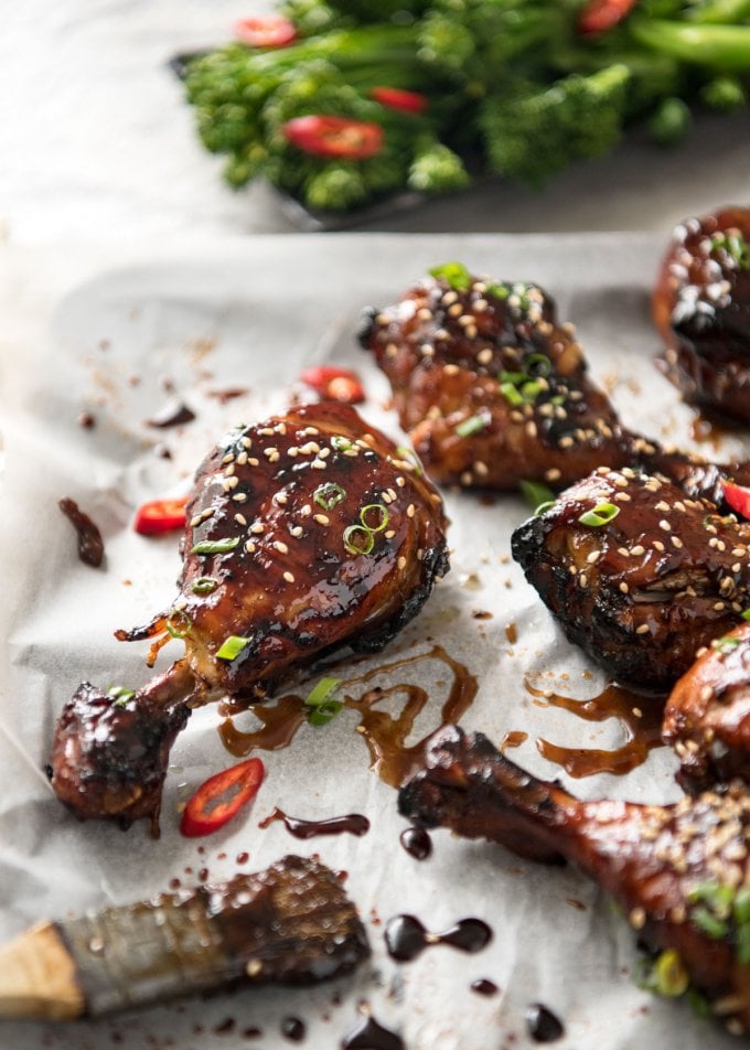 Sticky Chicken Drumsticks in Chinese Plum Sauce