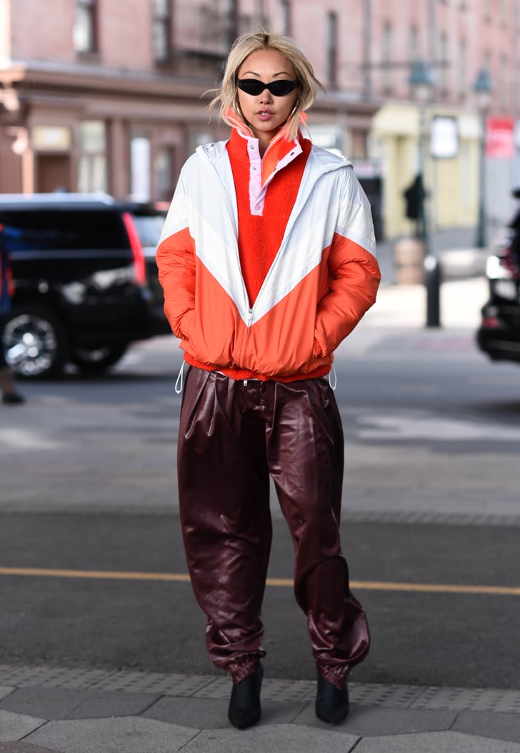 Winter Outfit Idea: A Red Puffer and Black Leather Pants