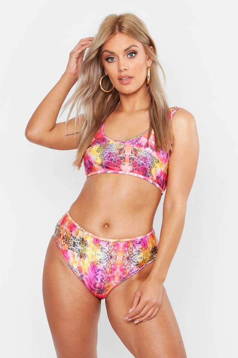 Boohoo Neon Snake High-Waisted Bikini