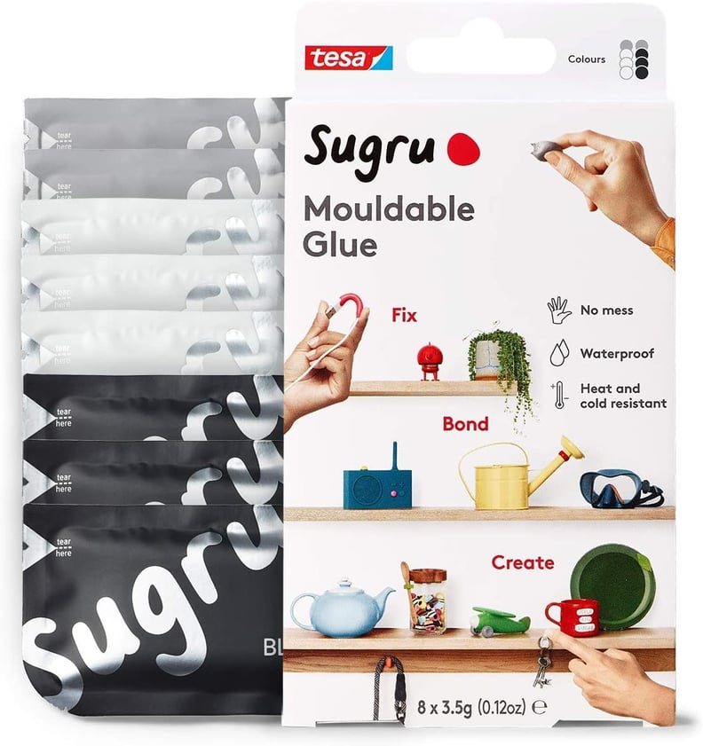 Sugru Moldable Multi-Purpose Glue For Creative Fixing and Making, Black, White & Gray, 8 Piece