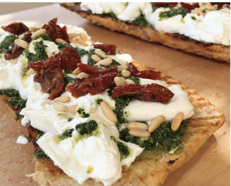 Giada De Laurentiis's Burrata and Kale Salsa Verde Bruschetta
