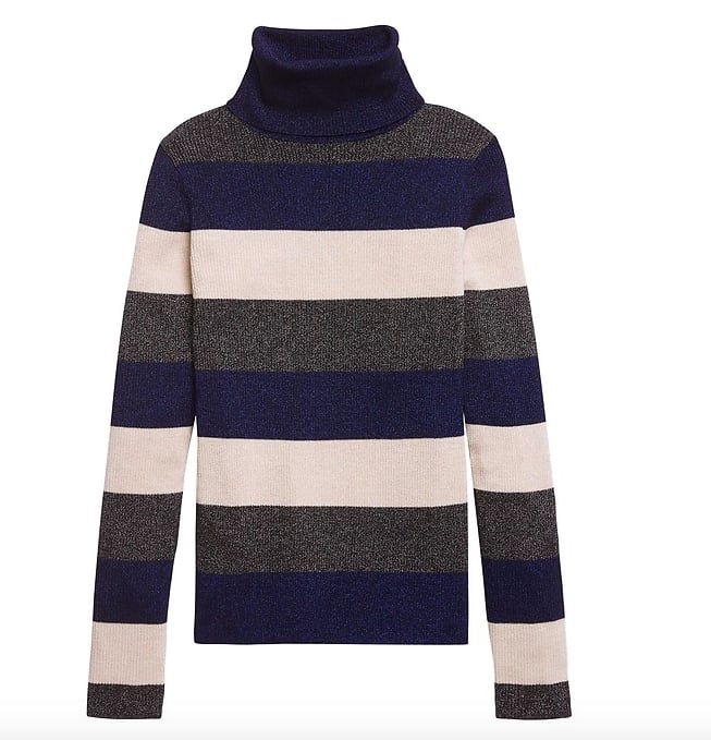 Metallic Turtleneck Sweater Top