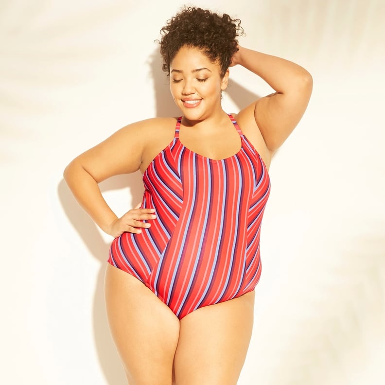 Plus-Size Lace-Up Back One-Piece Swimsuit