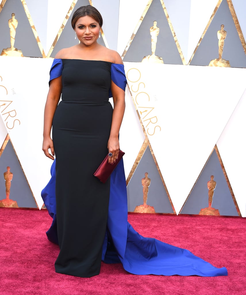 Elegant in an off-the-shoulder Elizabeth Kennedy gown at the Oscars in 2016.