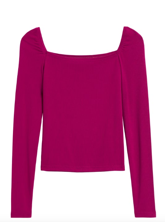 Ribbed Square-Neck Cropped Top