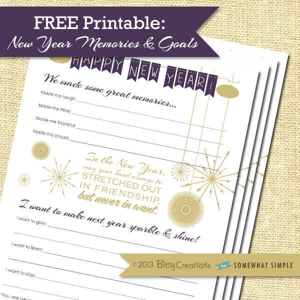Memorable Moments Resolutions Printable