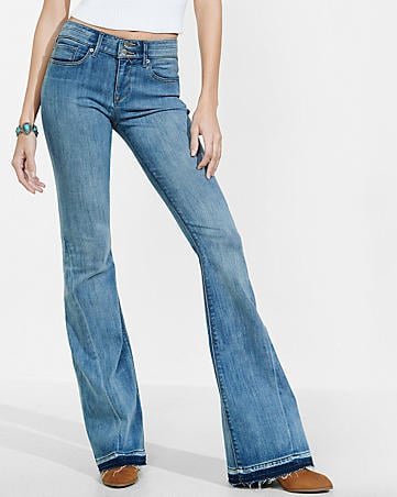Express Mid-Rise Released Hem Bell Flare Jean