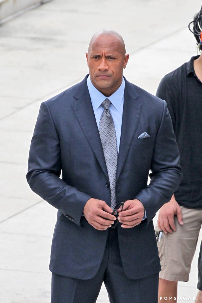 Dwayne Johnson didn't require shoulder pads while filming scenes for the HBO pilot Ballers in Miami on Thursday.