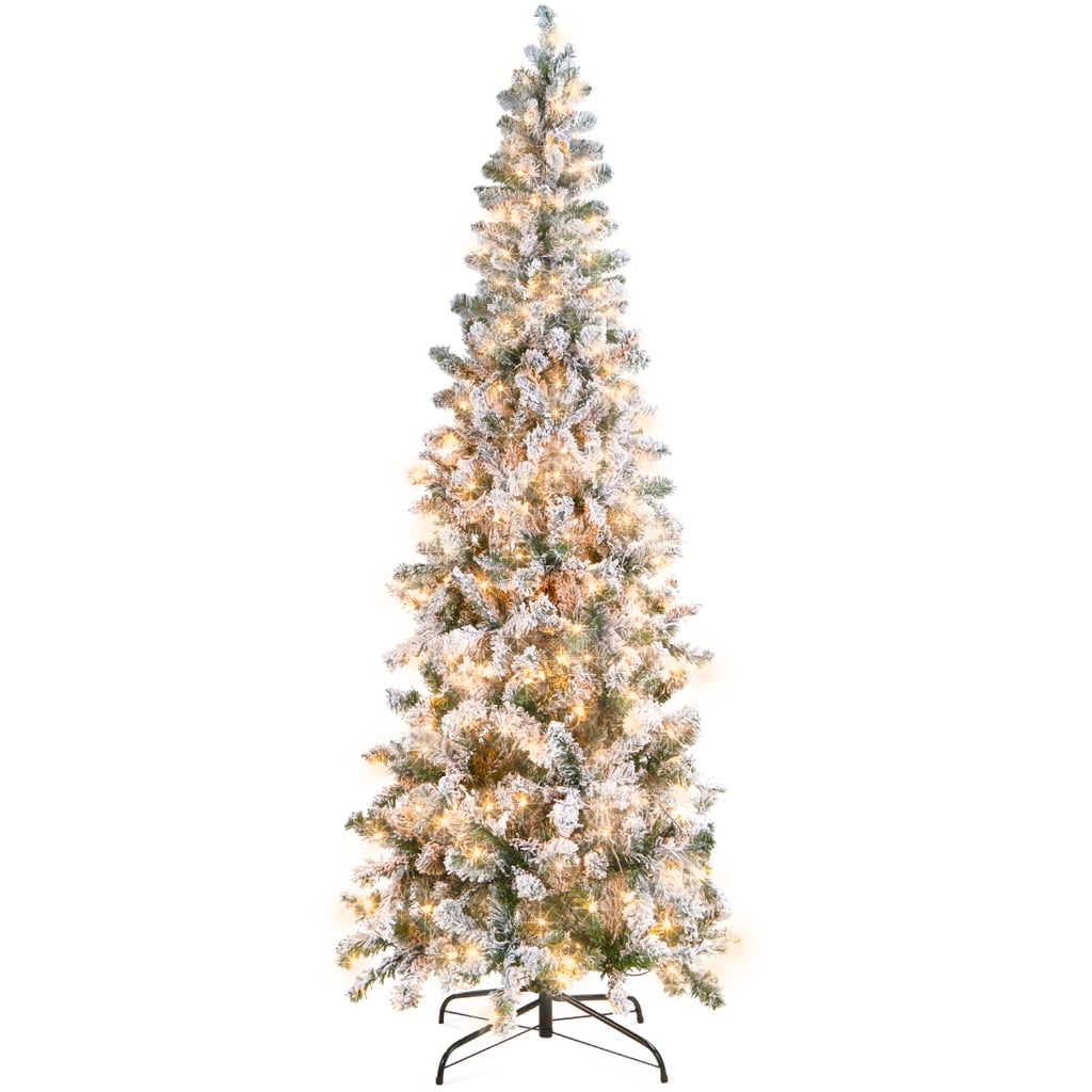 Best Choice Products 6' Pre-Lit Artificial Snow Flocked Pencil Christmas Tree