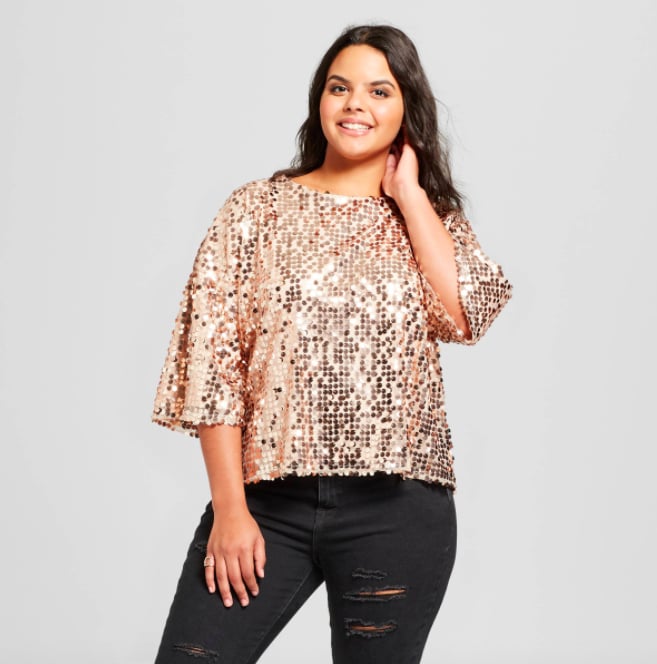 Xhilaration Women's Plus Size Sequin Top