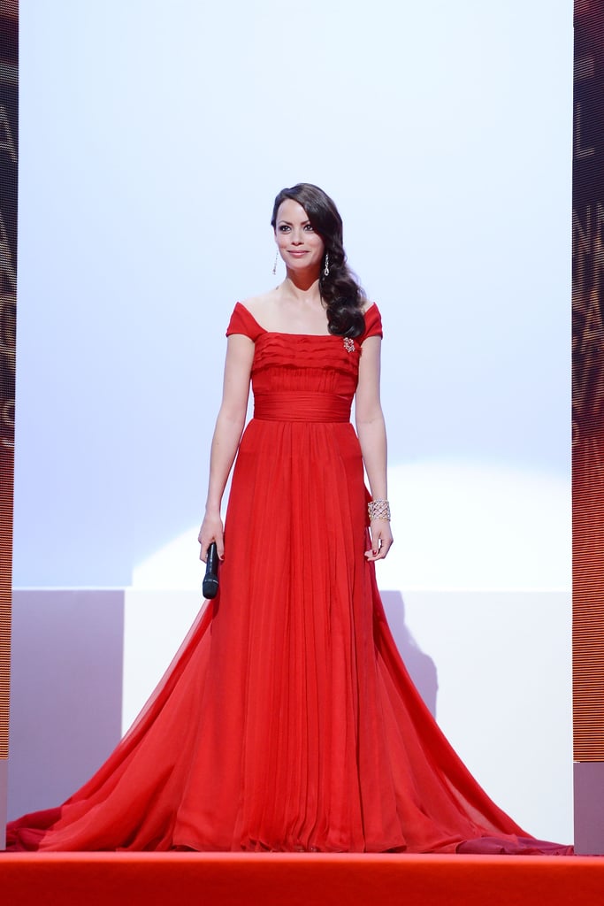 The festival's master of ceremonies Bérénice Bejo stunned in a red Louis Vuitton gown.
The festival's master of ceremonies Bérénice Bejo stunned in a red Louis Vuitton gown.