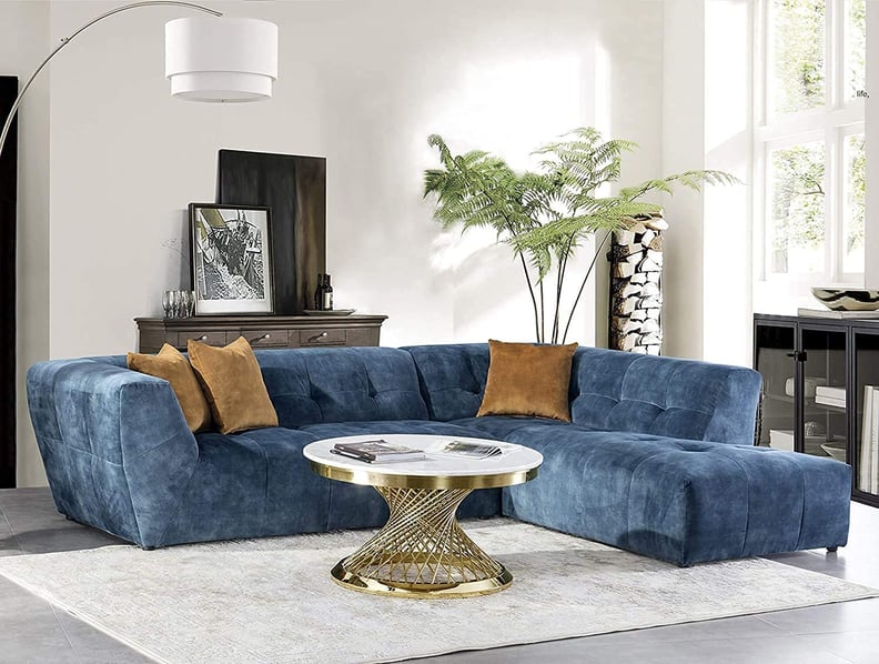 For an Electric Splash of Blue: Acanva Mid-Century Velvet Sectional Sofa