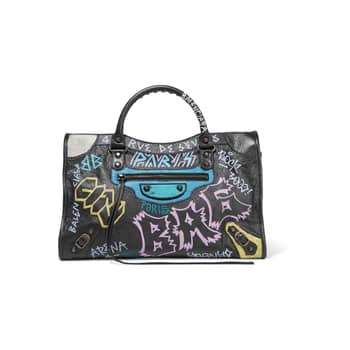 Balenciaga Classic City AJ Graffiti-Print Satchel Bag