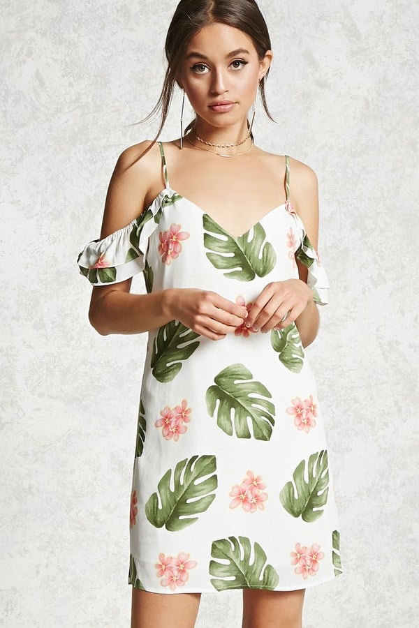 Forever 21 Tropical Open-Shoulder Dress ...