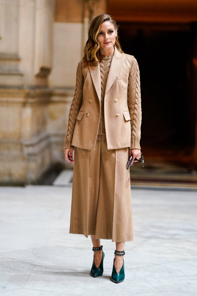 For Balmain, Olivia proved monochromatic dressing is stunning, especially with a pop of color on  your heels.